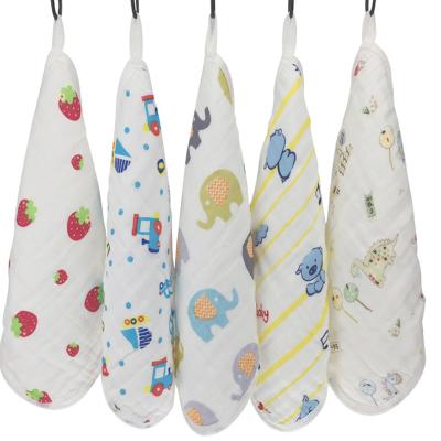 China Washable Washing And Printing Baby Square Bandana Baby Cartoon Fruits Cotton Bibs for sale