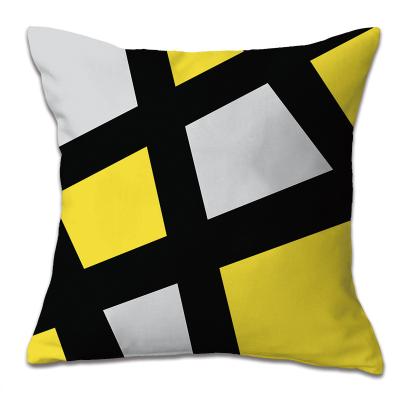 China Hot Selling Baby Yellow Geometric Pillow Hotel Neck Pillow Pattern Cotton Linen Tile for sale