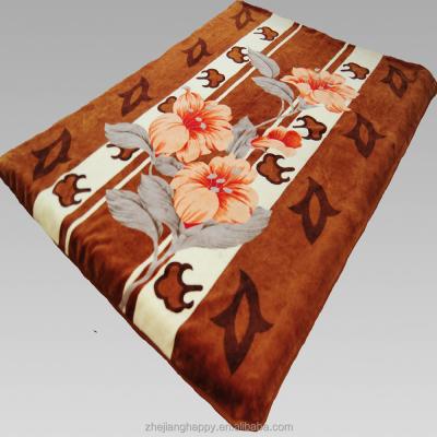 China Floral Printed Silky King Size Bed Blanket Mink Style Plush Anti-pilling Touch Velvet King Size Raschel Blanket 2 Ply Korean Heavy 2 Sides for sale