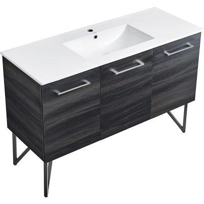 China Narrow Tall Modern 36 Inch Lowes Timber Matte Black Mirror Bath Vanity Set MDF Bathroom Cabinet Vanity With Sink for sale