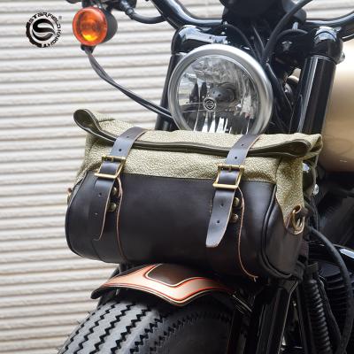 China SFK Retro Durable Green Leather Trunk Bag One Shoulder Wear Resistant Waterproof Motorcycle Bag for sale