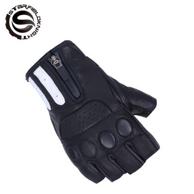 China New Ventilation Half Finger Gloves Motorcycle Leather Warm Gloves Retro for sale