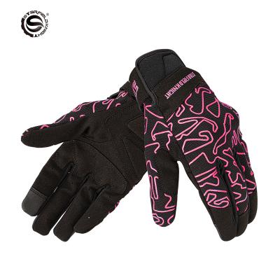 China Track Pattern Pink Gloves Competition Protective Gloves Cycling Non-slip Breathable Touch Screen Racing Motorcycle Glove for sale