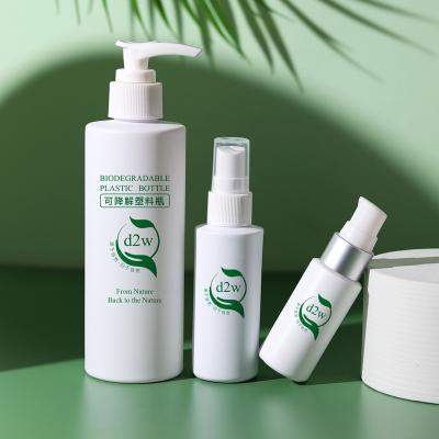 China Idealpak Cosmetic D2W Wholesale Biodegradable Squeeze Bottles 300ml Recycled Plastic Bottle For Cosmetic Container for sale