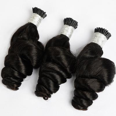 China Loose Wave Factory Raw Virgin Brazilian Hair Loose Wave I Tip Natural Hair Extensions 100g Wholesale for sale