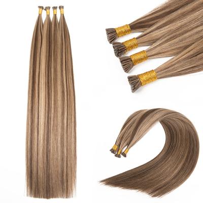 China Double Drawn Wave Silky Straight Customize Raw Color Keratin I Tip Extensions 100% Straight Virgin Hair Wholesale for sale