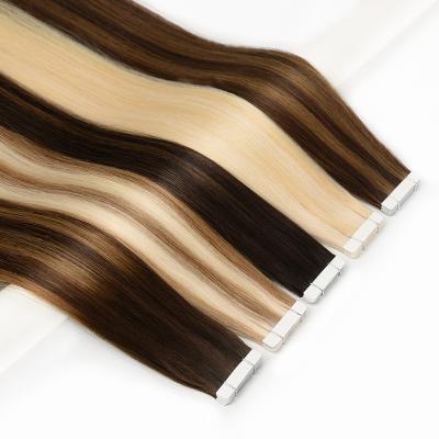 China High Quality Virgin Curly Tape Cuticle Aligned Hair No Tangle In Hair Extension, Natural European Double Drawn Hair Tape Hair Extension Wholesale for sale