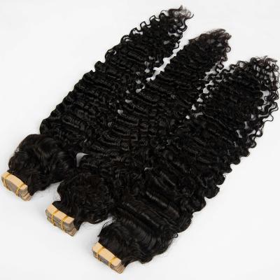 China Hot Sale 100% Curly Curly Human Virgin Hair Supplier No Tangle Curly Curly Tape Hair Extensions for sale