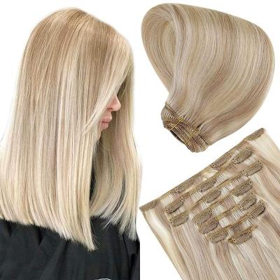 China 100% Tangle Free Cuticle Aligned Hair Cuticle Aligned Virgin Hair Extensions Clip On Silk Straight Double Drawn Hair Clip In Extension Remy Cuticle Tape for sale