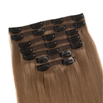 China Silky Straight Brazilian Straight Wave 100% Invisible Virgin Hair Clip In Hair Extensions Colors Can Customize for sale