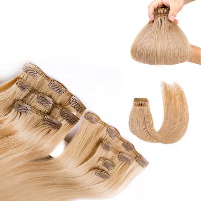 China Wholesale Silky Straight Wave Seamless Clip In Silky Straight Peruvian Virgin Remy Human Hair Extensions Hair Extension Thick End Clip In for sale