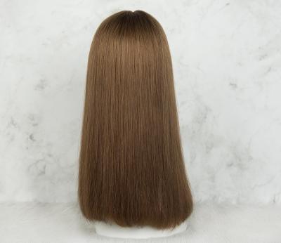 China Silky Straight Brown Color Human Hair Highlight Wigs 100%virgin Natural Jewish Wigs for sale