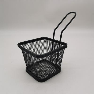 China Sustainable Hot Selling Stainless Steel Mesh French Chip Frying Serving French Fries Fry Basket for sale