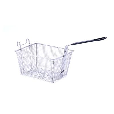 China Sustainable Kitchen Cooking Deep Fryer Baskets Stainless Steel French Fries Fry Basket With Handle for sale