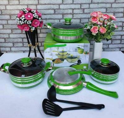 China Sustainable 9pcs cookware sets  PFOA free Pressed aluminum nonstick cookware sets for sale