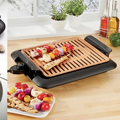 China Easily Assembled Smokeless Grill Indoor Grill Nonstick Electric Dishwaselectric bbq  Dual Pan BBQ  TV SHOPPING  hot selling for sale