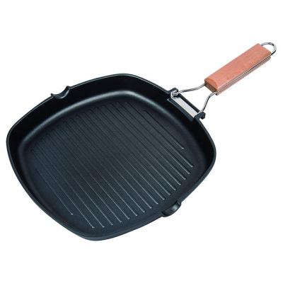 China General Use for Gas and Induction Cooker Factory price die cast kitchen Square Grill and hotpot bbq Pan non stick griddle with foldable handle grill pan for sale