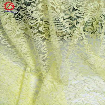 China Viable Wholesale Light Yellow ChangLe Lace Embroidery Fabric Guipure Lace Fabric for sale