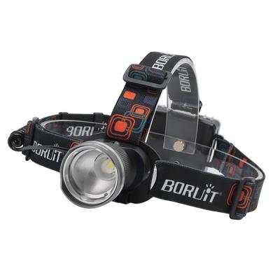 China Camping Boruit 1000LM Zoomable AA Battery Headlight Aluminum Alloy Safety Light Headlamp For Hiking for sale