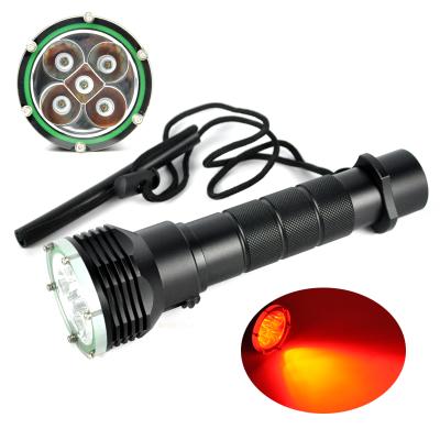 China 80m XPE Scuba Diving Torch 4000lm LED Underwater Waterproof Red Flashlight for sale