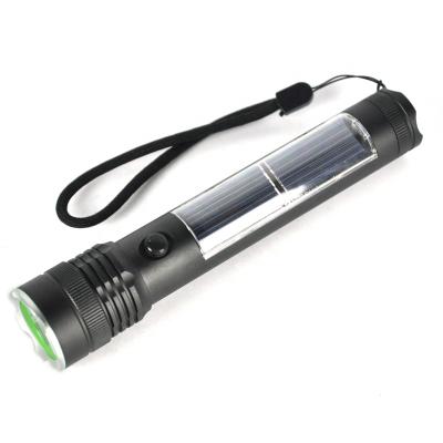 China High Quality Customized Bright USB Input and Output Zoom Aluminum Fire Pit Torch Solar Flashlight for sale