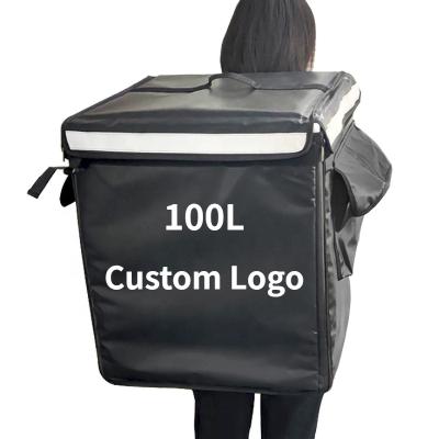 China 100L Large Capacity Commercial Grade Food Warmer Delivery Backpack Waterproof Custom Insulated Motorcycle Thermal Bag For Food Delivery for sale