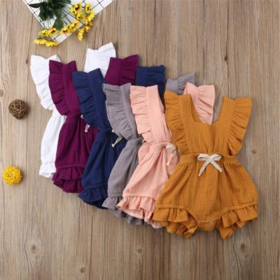 China Anti-Static Hot Sale Babies Rompers Ruffle Sleeveless Baby Rompers Clothes for sale