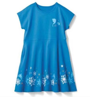 China New Design Washable Girls Short Sleeve Dress Polyester Printed Princess Elegant Cute Kids Dress for sale