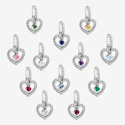 China FASHIONABLE Newcomers Wholesale Jewelry 925 Silver Heart Shaped Pendant For Women Beaded Heart Dangle Charm DIY Bracelet Pendant for sale