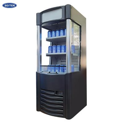 China Single-temp Beverage Cooler Glass Door Built In Stainless Steel Fridge Single Black Refrigerator Door Store for sale