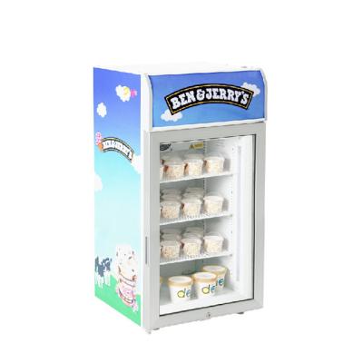 China RV 80L Counter Top Freezer Single Door Ice Cream Drink Display Freezer Fridge Glass Fridge for Supermarket Store Shop for sale