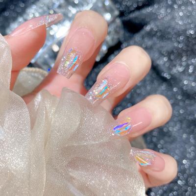 China Easy Apply SanLong Hot Selling 24Pcs/Set False Nails Glitter Artificial Nails Ballerina Luxury Rhinestone Jewel Acrylic Press On Nails for sale