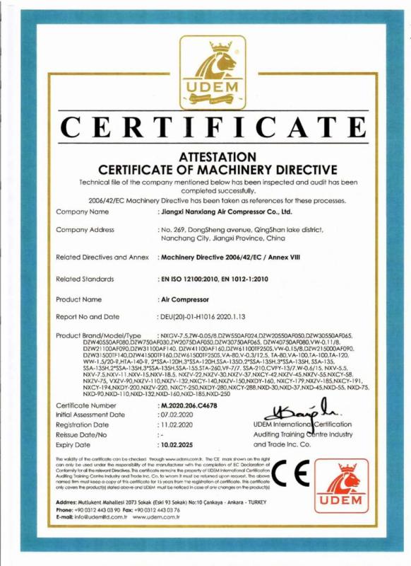 CE - Jiangxi Nanxiang Air Compressor Co., Ltd.