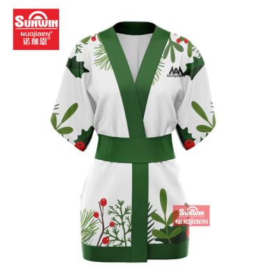 China Floral Silk Robe Femme Satin Kimono Robe Long Western Sublimation Sundress Custom Made Anti-UV Bridesmaids Robe for sale