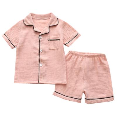 China Wholesale High Quality Breathable Summer Clothes Kids Cotton Gauze Pajamas Set for sale