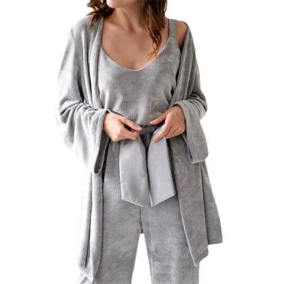 China Breathable Breathable Women's Sexy 3 in 1 Coral Fleece Sleepwear Set for sale