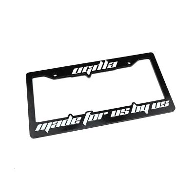 China UV Resistant Cheap Black Custom Logo Raised and Print License Plate Frame USA Car Size for sale