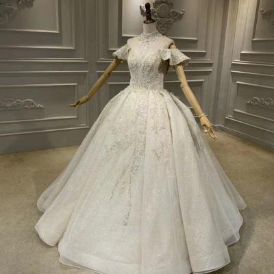 China New Off The Shoulder Strappy Wedding Dress A-Line Slim Noble Wedding Dress Wedding Fabric Dress for sale