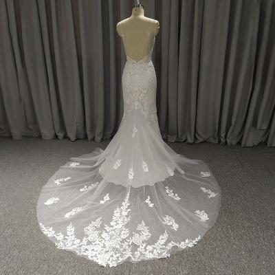 China Sheer Lace Strapless V Neck Mermaid Wedding Dress for sale