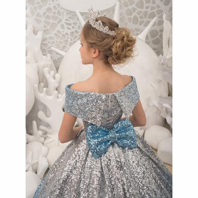 China 2022 Formal Sequins Children's One Shoulder Dress Costume Clothing Bridesmaid Prom Evening Party Princess Dresses for sale