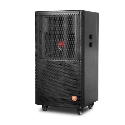 China Three Way Professional Stage PORTABLE Powered Active PA Speaker 15 Inch With Microphone for sale