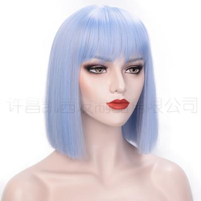 China Factory Wholesale Silky Straight BoBo Head Wig Bangs Ladies Short Straight Hair Wigs BoBo Head Wig Bangs Ladies for sale