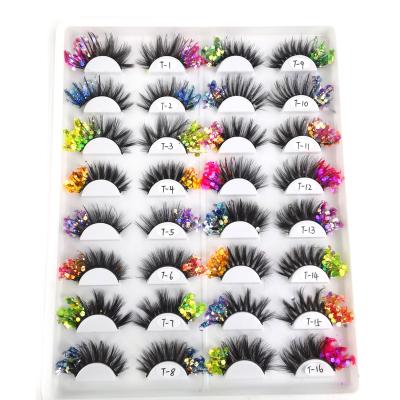 China Long Natrual Eye Tail 3D False Eyelashes Colorful Natural Stage Makeup Fluorescent Dense Exaggerated Eyelashes for sale