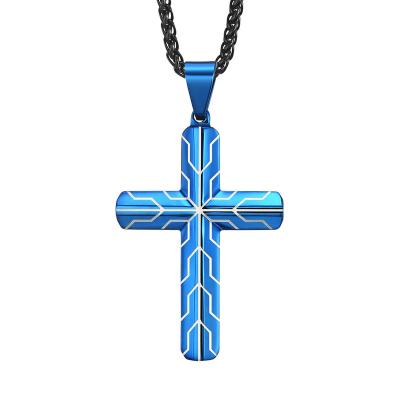 China Good New Selling Religious Cross Stainless Steel Tire Pattern Necklace Pendant For Men for sale