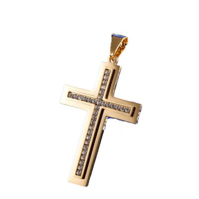 China Fashionable Religious Cross Pendant Men And Women Diamond Set Cross Necklace For Jewelry Stainless Steel Box Chain TRENDY for sale