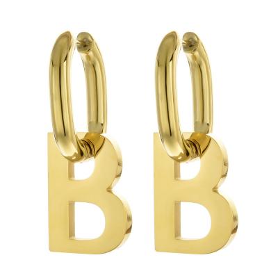 China FASHIONABLE good selling European and American exaggerated fashion letter B18k gold plated stainless steel jewelry women's earrings for sale