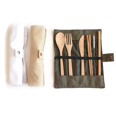 China Travel Eco-Friendly Reusable Wholesale Bamboo Cutlery Set Knife Fork Spoon Eco Friendly Camping Cutlery Set With Pocket for sale