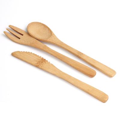 China Wholesale Reusable/Eco Friendly Reusable Heat Resistant Natural Bamboo Cutlery Sets Knife Fork Spoon for sale