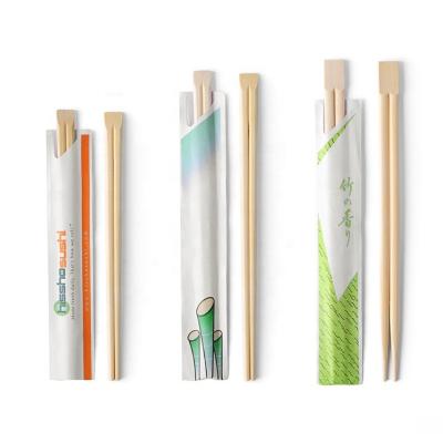 China Wholesale Disposable Chinese Custom Printed Single Disposable Round Stick Round Bulk Logo Sushi Tensoge Twin Bamboo Chopstick For Sale for sale