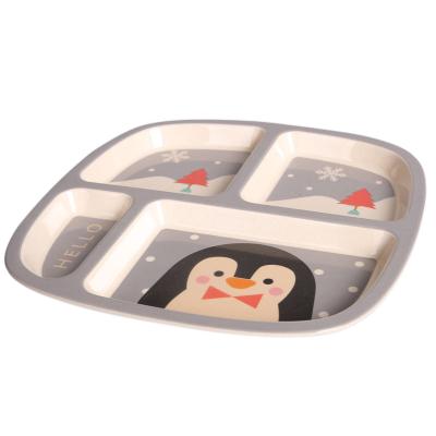 China Baby Feeding Tableware Eco Friendly Biodegradable Tableware Bamboo Fiber Kids Divided Dinner Plate And Suction Cups Dishes For Baby for sale